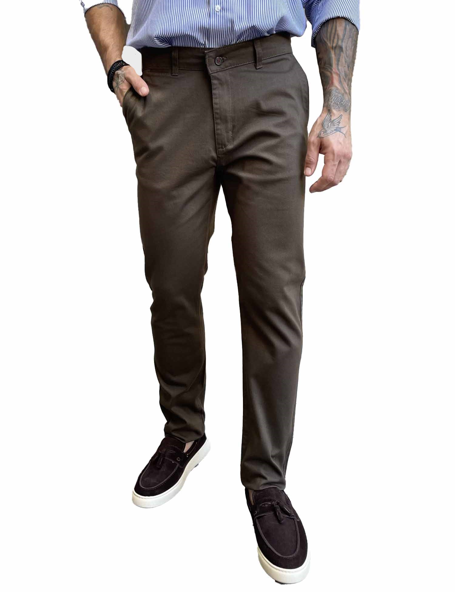 Dynamo ανδρικό καφέ παντελόνι υφασμάτινο Chinos D1316K φωτογραφία